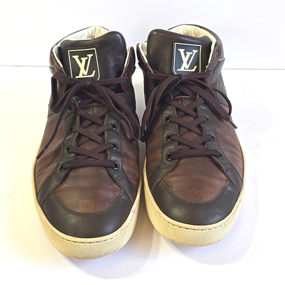 Louis Vuitton Mens Size 11 High Top Brown Sneaker - Picture 2 of 14